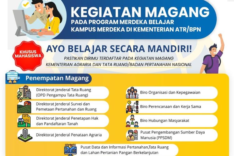 Kementerian ATR?BPN membuka kesempatan magang bagi mahasiswa