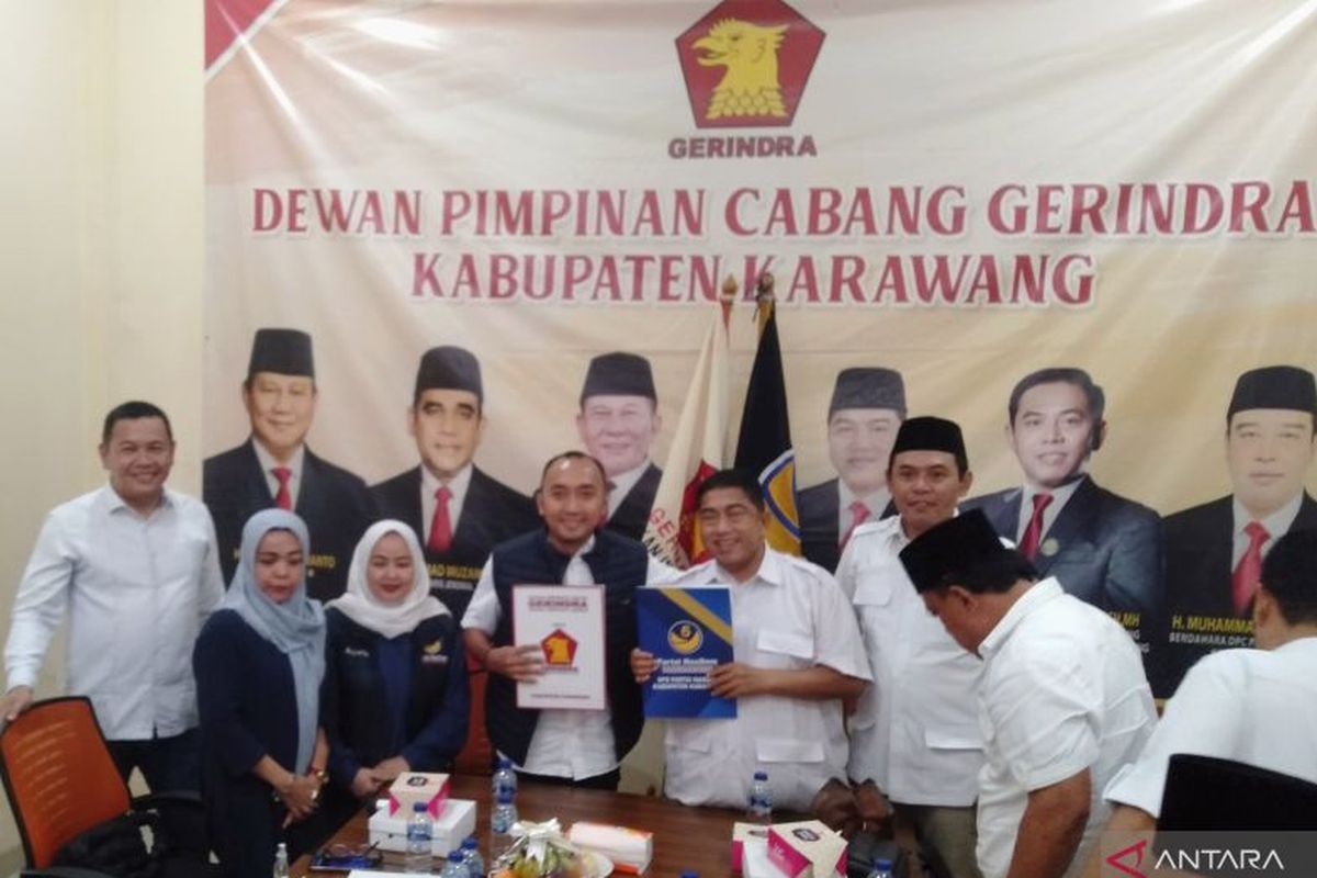 Koalisi NasDem-Gerindra Karawang mengusung petahana pada Pilkada serentak 2024, Jumat (17/5/2024).