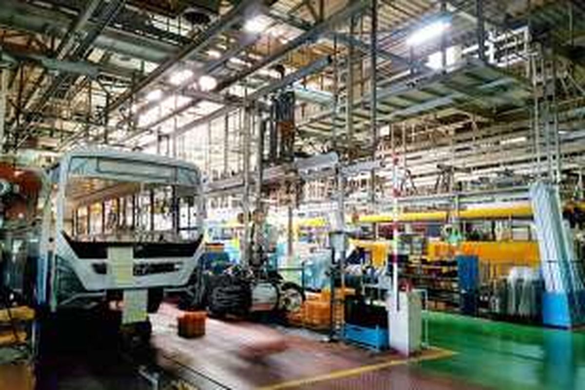 Pabrik perakitan mobil Hyundai di Jeonju, Korea Selatan.