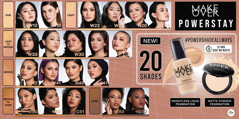 Make Over menjadi brand kosmetik lokal pertama yang menyediakan 20 shade berbeda untuk produk foundation. 