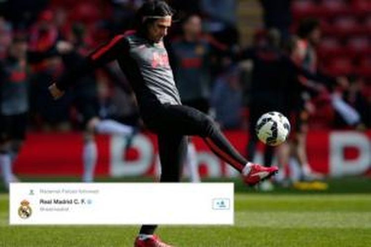 Akun Twitter @realmadrid mendapat follow dari akun @FALCAO pada Senin (30/3/2015).