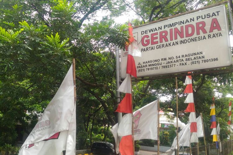 Kantor Dewan Pengurus Pusat (DPP) Gerindra di Jalan RM Harsono, Pasar Minggu, Jakarta Selatan, Selasa (23/4/2019). 