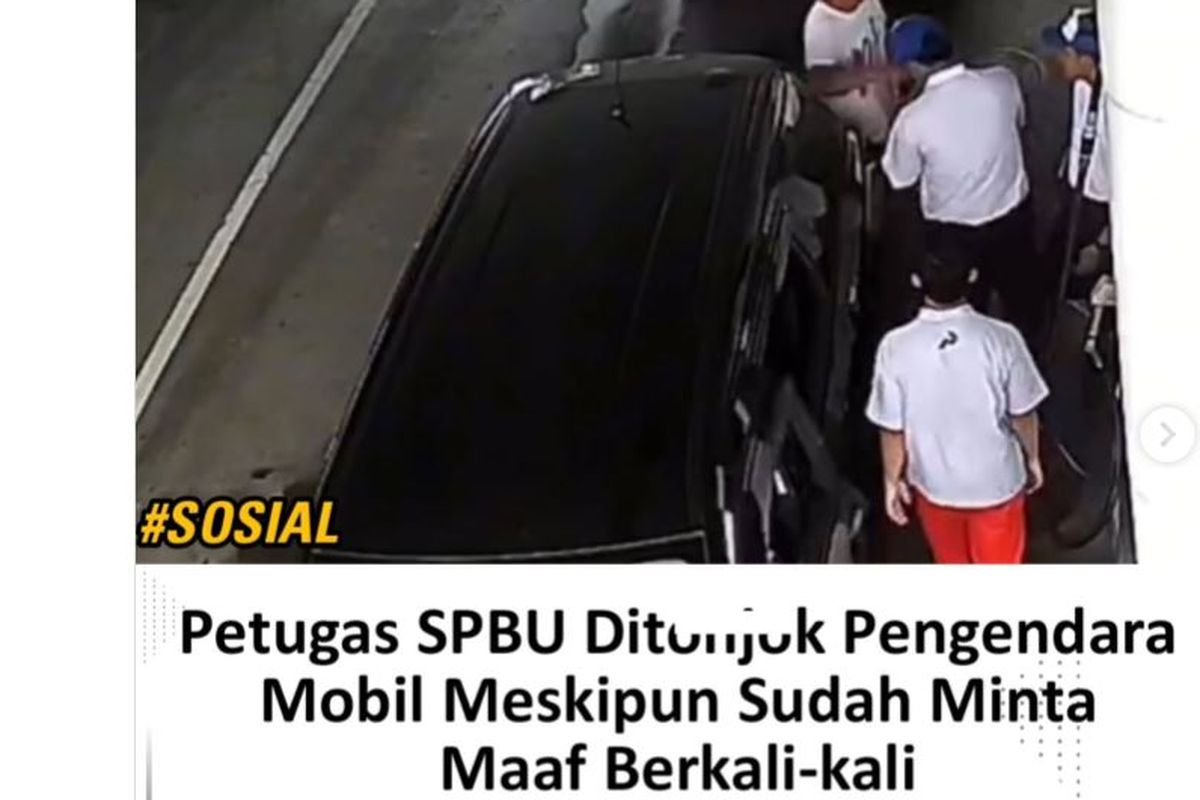 insiden pemukulan petugas operator SPBU oleh pengendara mobil.