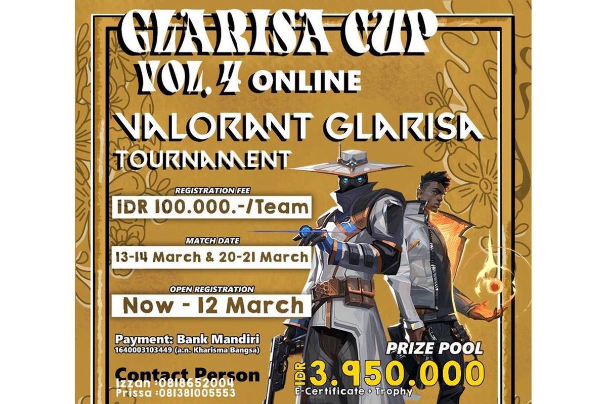 Sekolah Kharisma Bangsa menggelar kompetisi seni dan olahraga daring untuk siswa SMP dan SMA bertajuk  Glorious Age of Kharisma Bangsa (Glarisa) Cup Volume 4: Gaze Under the Spectrum of Colors.

