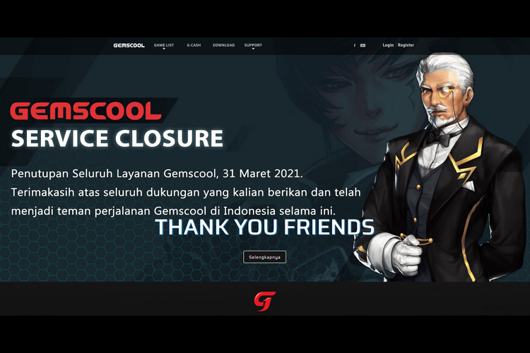 Gemscool menutup seluruh layanannya mulai 31 Maret 2021.