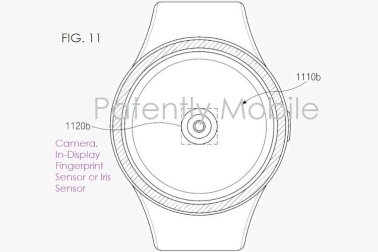Paten yang diduga milik smartwatch Samsung dengan sensor pemindai sidik jari dalam layar