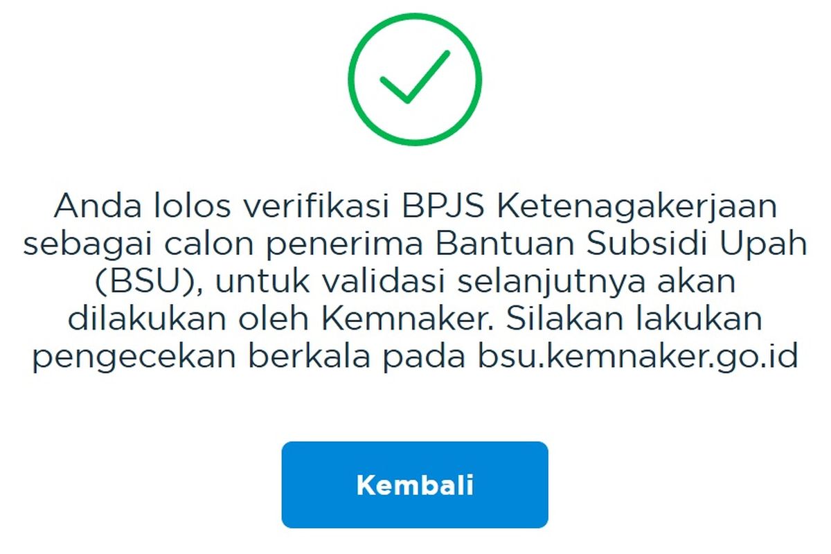 Tanda bila pekerja sudah diterima sebagai penerima BSU 2025 dalam proses verifikasi BSU BPJS Ketenagakerjaan.