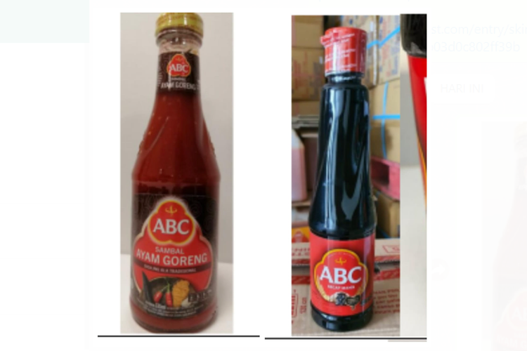 Ilustrasi kecap manis ABC dan saus sambal ayam goreng ABC.