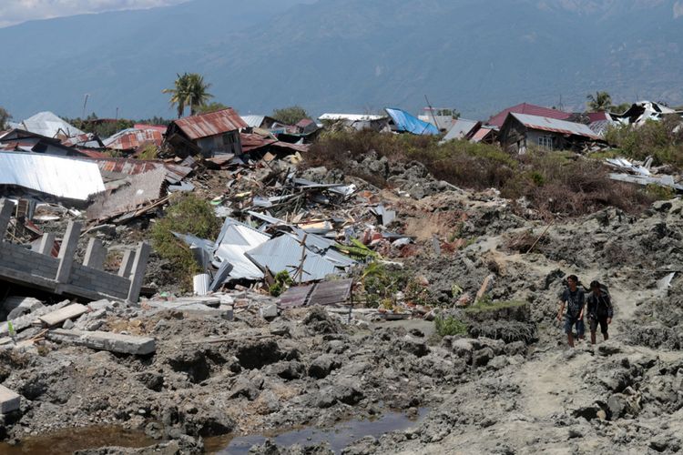Kondisi Kelurahan Petobo, Palu, Sulawesi Tengah, beberapa hari setelah peristiwa likuefaksi akibat gempa bumi bermagnitudo 7,4 pada 28 September 2018.