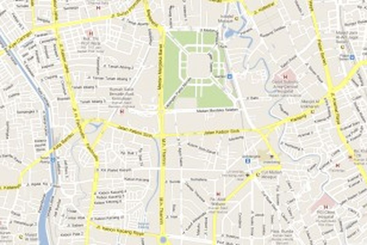 Peta lokasi sekitar Monas dan Jalan Thamrin, Jakarta Pusat.
