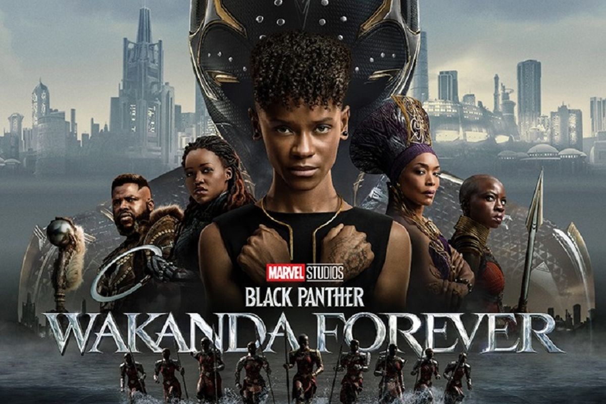 Poster film Black Panther: Wakanda Forever yang disutradarai Ryan Cogler dan diproduksi Marvel Studios.