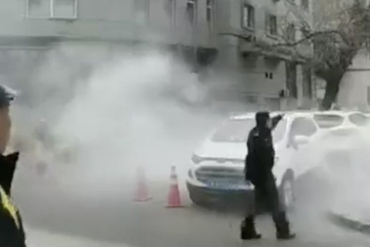 Gedung kantor polisi Biro Keamanan Umum di Shenyang, provinsi Liaoning, China diserang bom rakitan pada Kamis (28/3/2019). (SCMP)
