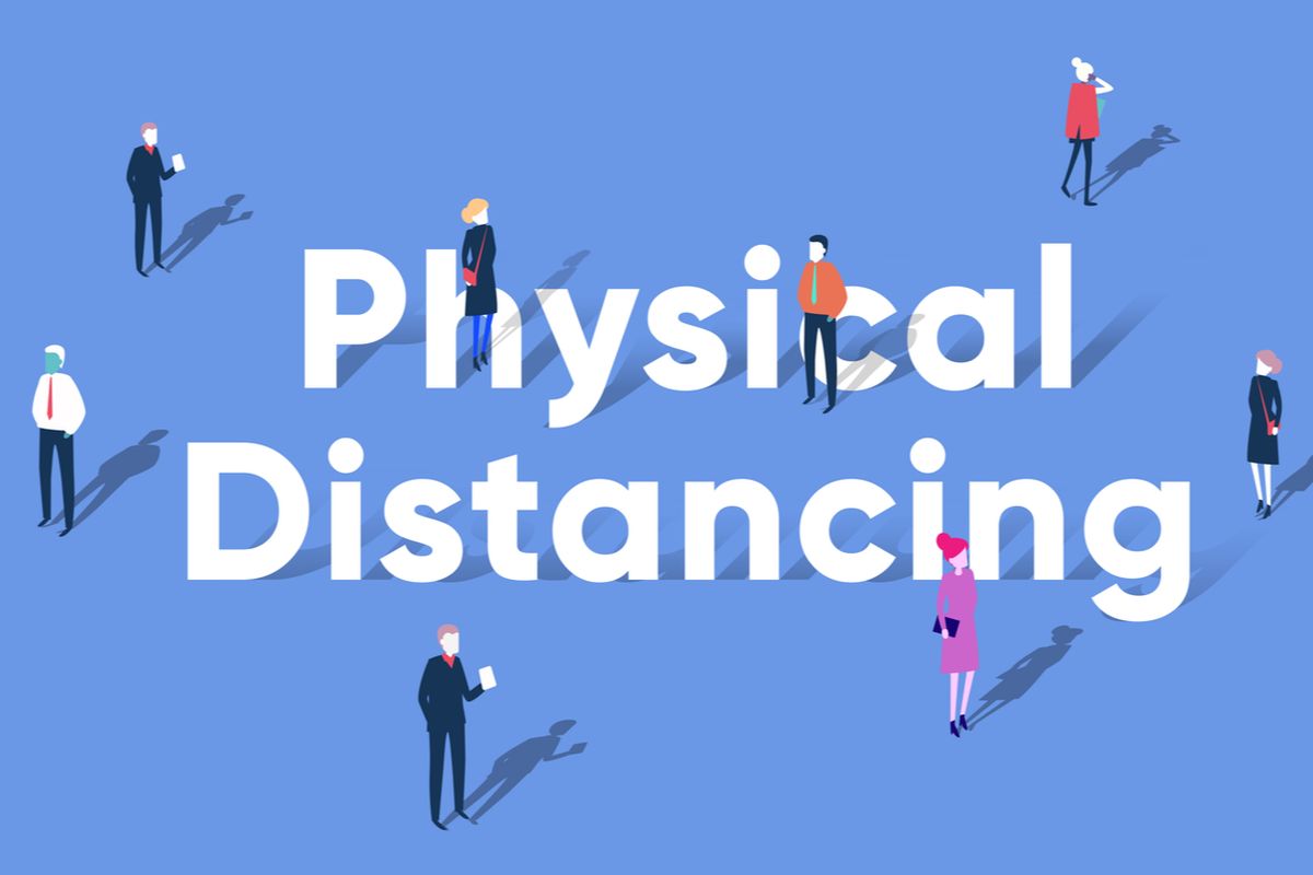Ilustrasi physical distancing atau jarak fisik