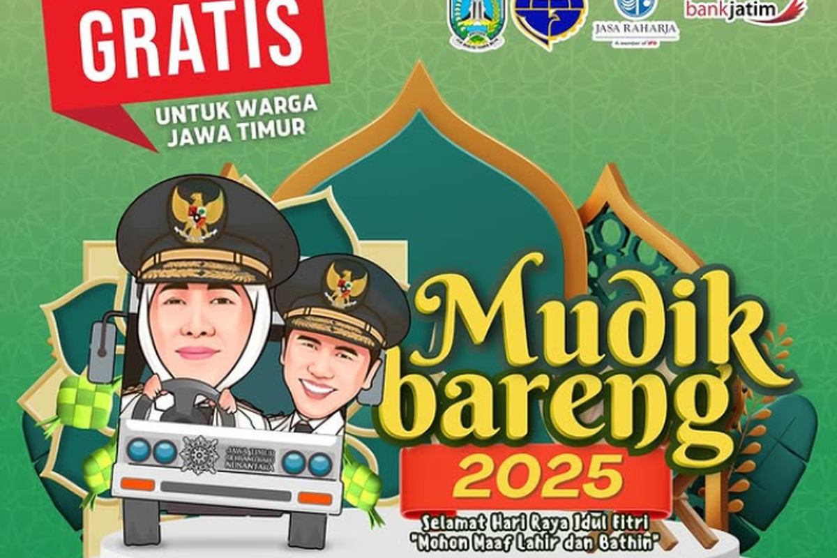 Mudik gratis Pemprov Jatim 2025 dibuka hari ini, Senin (10/3/2025), jam 09.00 WIB. Cara daftar mudik gratis Jatim 2025 bisa online.