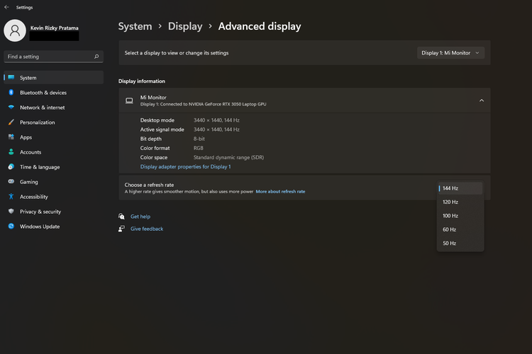 Cara mengubah refresh rate monitor di Windows 10 dan 11.