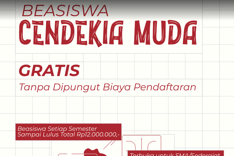 Beasiswa Cendekia Muda bagi pelajar hingga mahasiswa, ada total beasiswa Rp 12 juta.