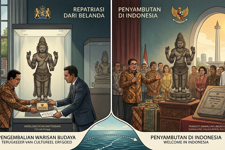 Belanda Kembalikan Arca Shiva dan Prasasti Damalung dari Abad 13-15 ke Indonesia