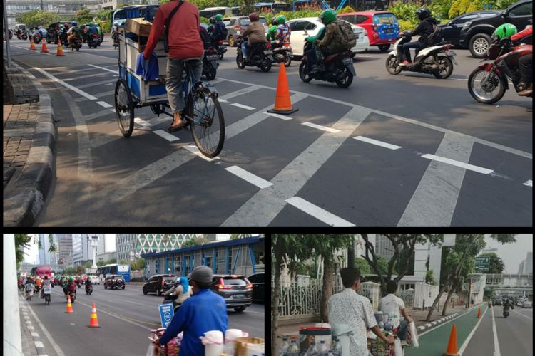 Para pesepeda dari kalangan pedagang informal yang sedang melintasi jalan protokol di Ibu Kota.

Foto atas dan bawah sebelah kiri: ITDP
Foto bawah sebelah kanan: Diambil dari pengguna Twitter