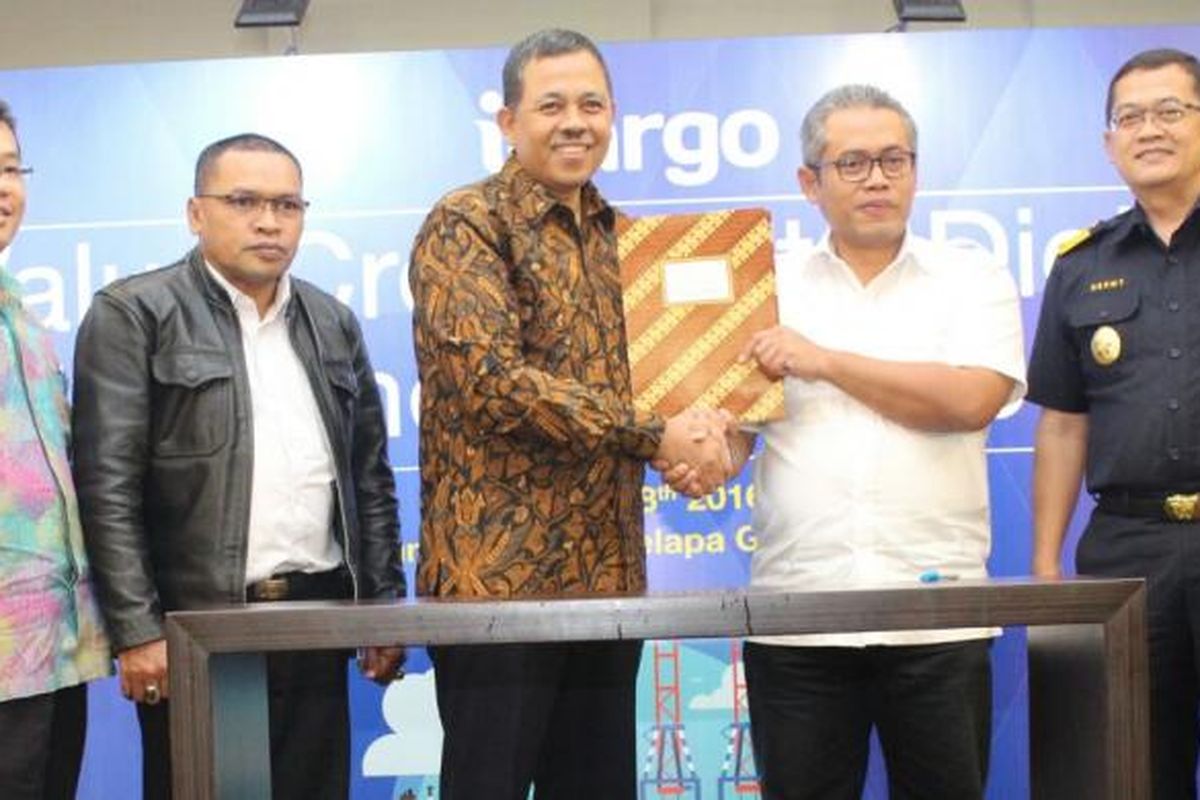 PT Integrasi Logistik Cipta Solusi (ILCS) Tbk dan Asosiasi Perusahaan Jalur Prioritas (APJP) serta Perhimpunan Pusat Logistik Berikat Indonesia (PPLBI) dalam acara sosialisasi dengan tema iCargo: Value Creation to Digitize Indonesian Seaport, Rabu (8/2/2017)