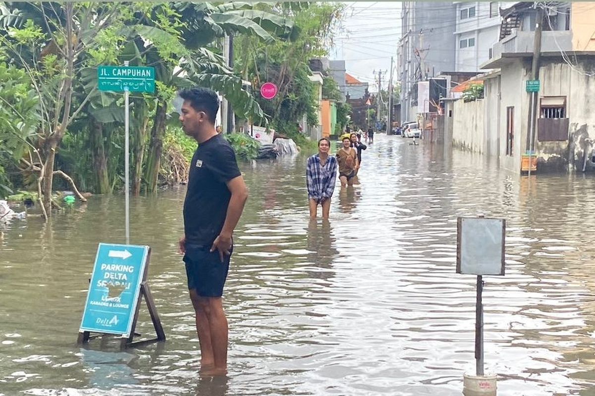 Hujan Deras, Banjir Terjang Kuta Bali, seperti Apa Kondisinya?