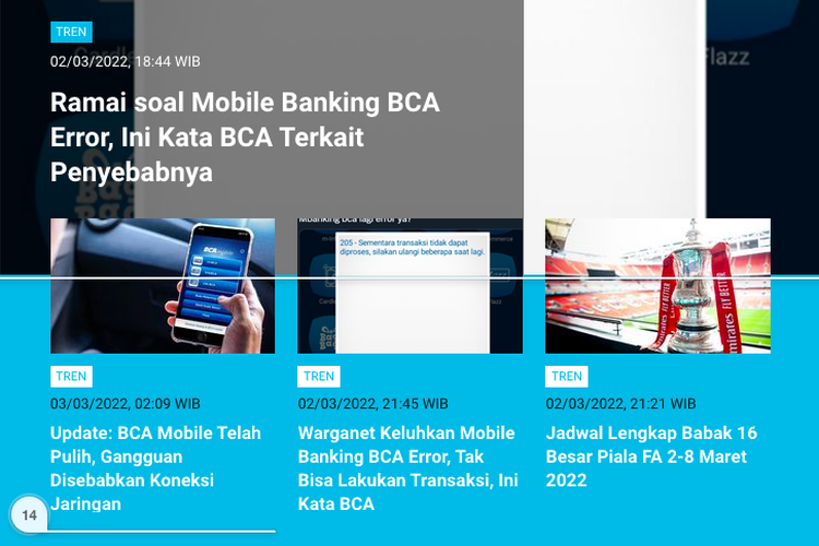 Kumpulan berita Populer Tren, Kamis (3/3/2022). Ramai soal layanan mobile banking BCA error, nasabah tak bisa melakukan transaksi