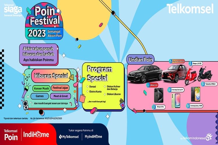 Poin Festival Akhir Tahun merupakan program loyalitas bagi seluruh pelanggan yang telah setia menggunakan produk dan layanan dari Telkomsel dan IndiHome.