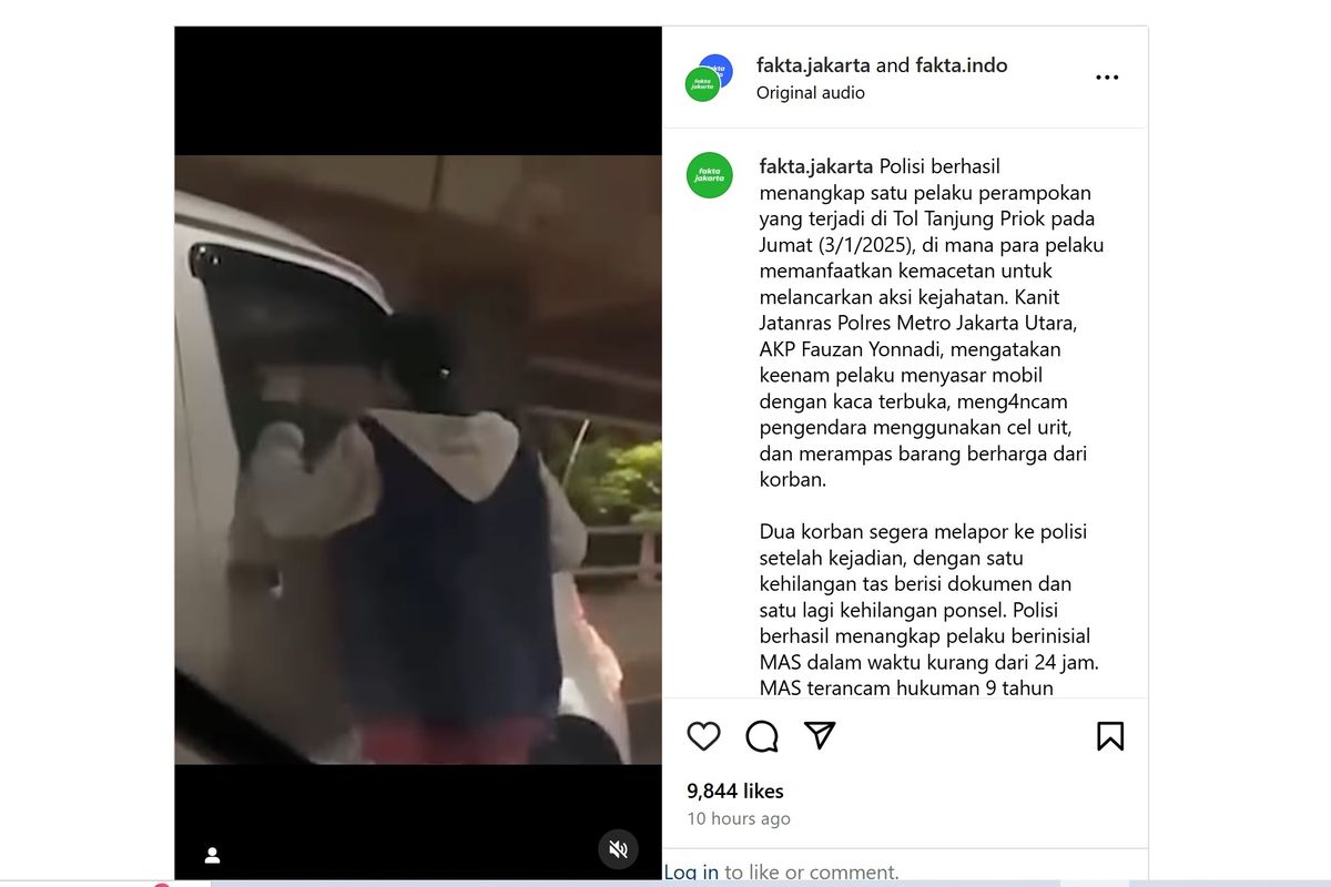 Satu unit mobil dirampok di Tol Tanjuk Priok, Jakarta Utara. Para pelaku memanfaatkan kemacetan untuk melancarkan aksi kejahatan, Jumat (3/1/2025).