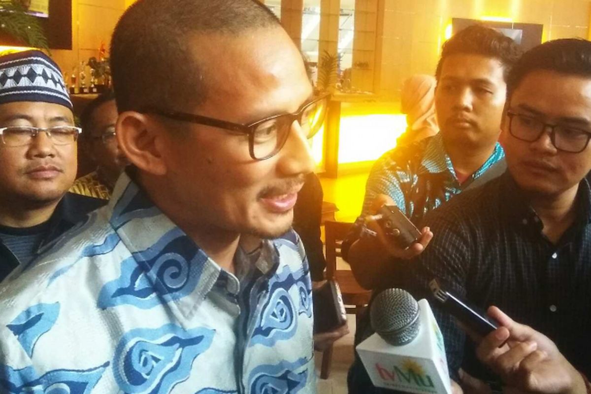 Wakil gubernur terpilih DKI Jakarta Sandiaga Uno di Universitas Muhammadiyah Jakarta, Rabu (7/5/2017).