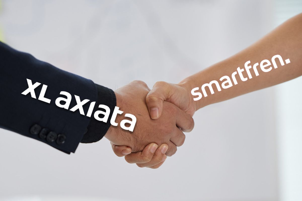 Ilustrasi merger XL Axiata Smartfren.