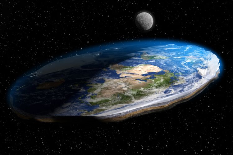 Ilustrasi Bumi Datar, planet Bumi Datar, penganut Bumi Datar.