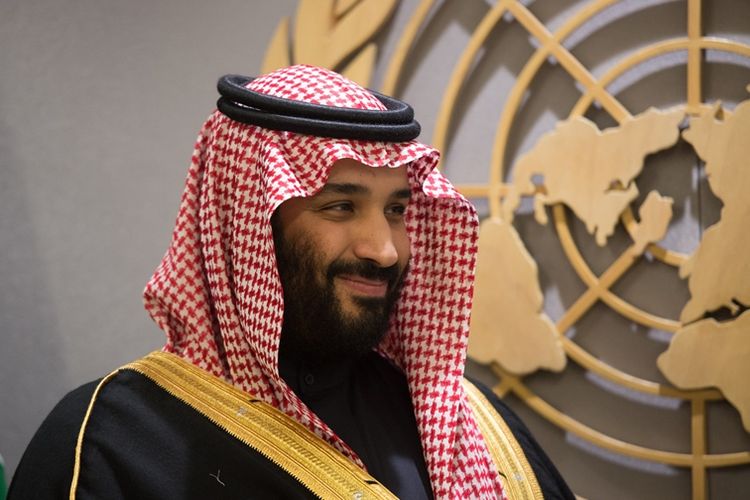 Putra Mahkota Arab Saudi Mohammed bin Salman saat berkunjung ke markas PBB di New York.