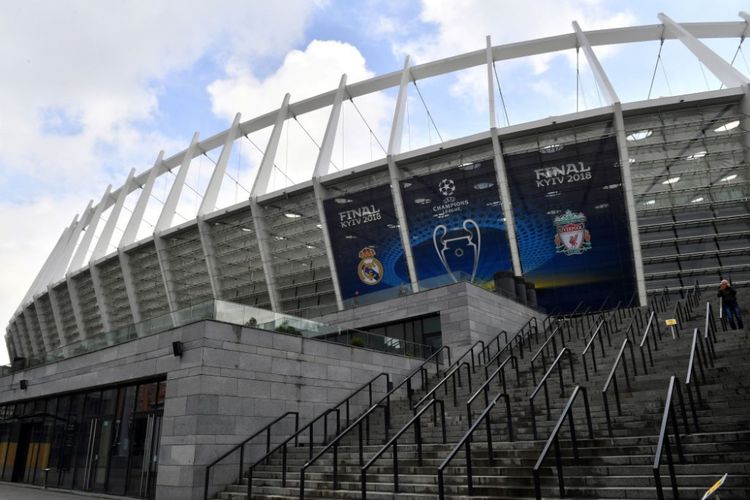 Stadion NSC Olimpiyskiy, tempat final Liga Champions Real Madrid vs Liverpool, 26 Mei 2018.