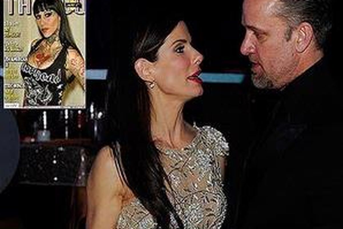 Sandra Bullock with Jesse James and, inset, "Bombshell" McGee. 