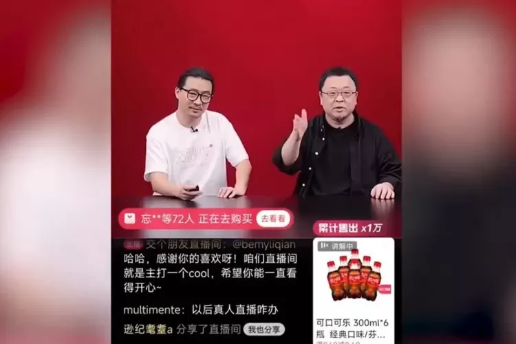 Influencer asal Tiongkok, Luo Yonghao, dan rekan pembawa acaranya, Xiao Mu, mencoba siaran langsung pada hari Minggu, 15 Juni 2025, menggunakan avatar digital interaktif yang didasarkan pada model kecerdasan buatan generatif Baidu.