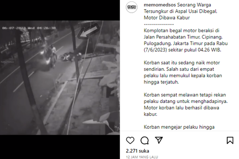 Viral, Video Komplotan Begal Rampas Motor di Jaktim, Warganet: Jakarta Sudah Tidak Aman