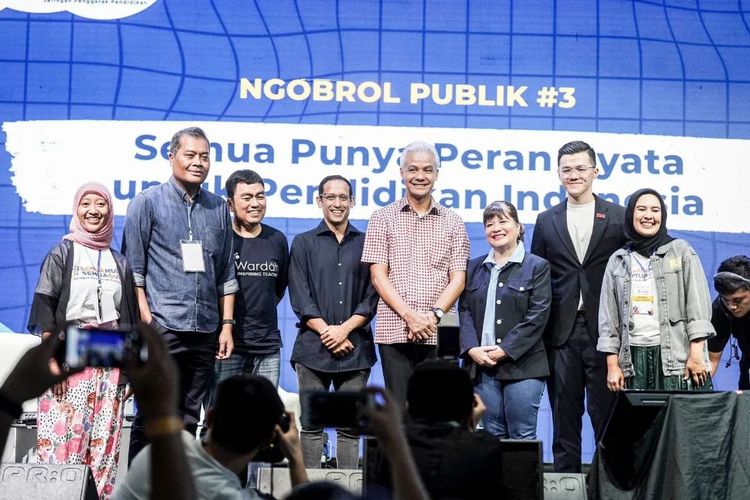 Sesi Ngobrol Publik #3 bersama Nadiem Makarim, Salman Subakat, Shinta Kamdani, Budi Setyarso, William Utomo, Ganjar Pranowo, Najelaa Shihab di Acara Belajaraya 2023.