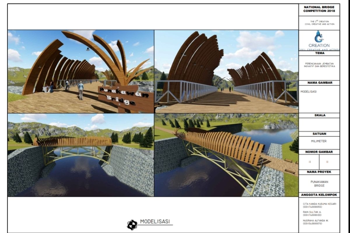 Tim ITS berhasil menyabet first runner up dalam kompetisi National Bridge Competition di Universitas Gadjah Mada (28/10/2018) lewat desain Jembatan Ombak.