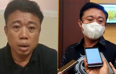 Ismail Bolong saat diwawancarai TribunKaltim.co di acara Musyawarah Provinsi (Musprov) Pertina Kaltim, di Hotel Aston Samarinda, Sabtu (14/11/2021) malam (kanan). Ismail Bolong mengaku pernah setor dana sebesar Rp 6 miliar ke perwira Polri terkait tambang ilegal. 