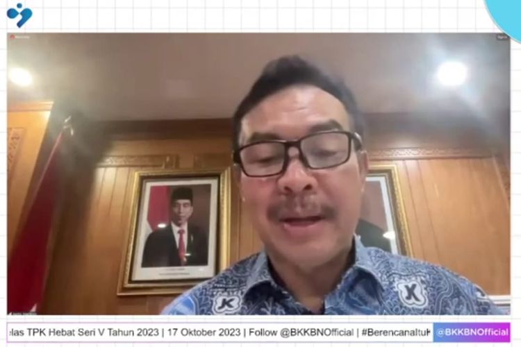 Ketua BKKBN dr Hasto Wardoyo hadir secara daring pada acara TPK Hebat Seri V Tahun 2023. 