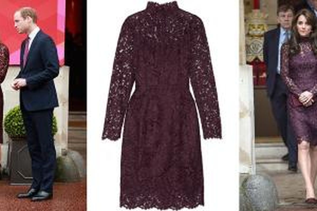 Kate kenakan gaun ungu karya rumah mode Dolce&Gabbana saat menyambut kehadiran tamu kenegaraan Presiden Xi dari China