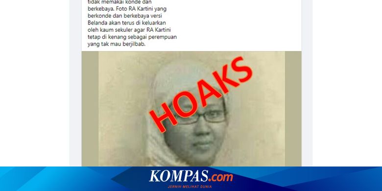 HOAKS Foto RA Kartini Berkerudung dan Berkacamata