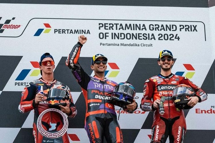 Podium balapan utama MotoGP Indonesia 2024