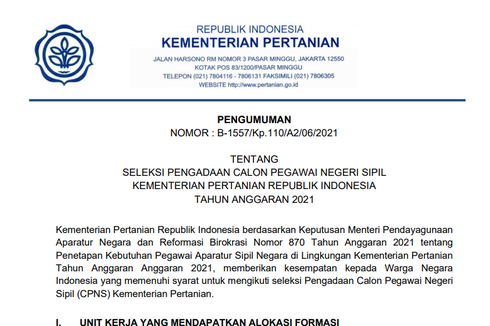 Kementan Buka 766 Formasi Pada Cpns 2021 Ini Rinciannya