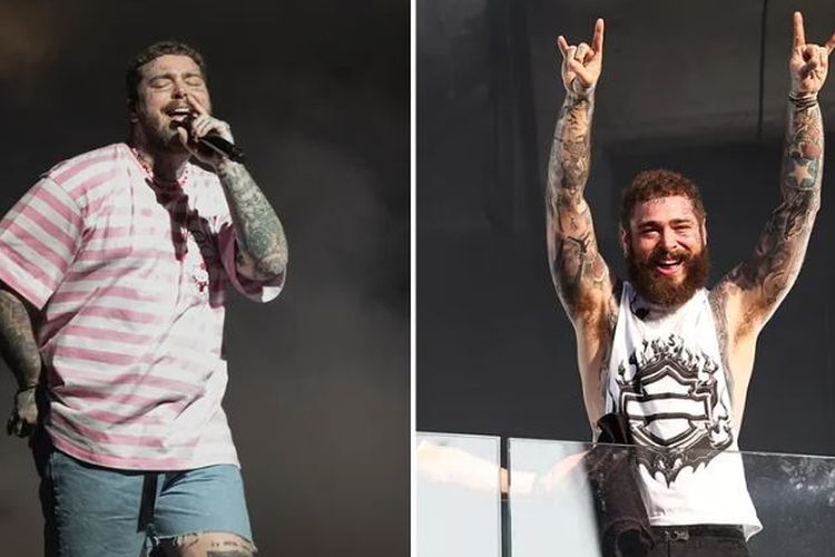 Post Malone saat manggung di TSX di Times Square 18 Juli 2023 di New York City (kanan), bandingkan dengan bentuk tubuh sebelumnya. Deretan artis ini berbagi kisah diet yang tidak instan, penuh proses, dan sarat alasan personal.
