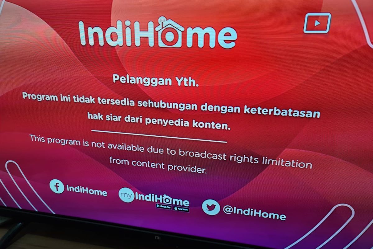 Saluran TVRI yang tidak bisa diakses sejumlah pelanggan IndiHome.