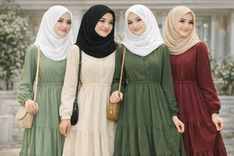 Mix & Match Warna Hijab dengan Gamis Tren Lebaran 2026