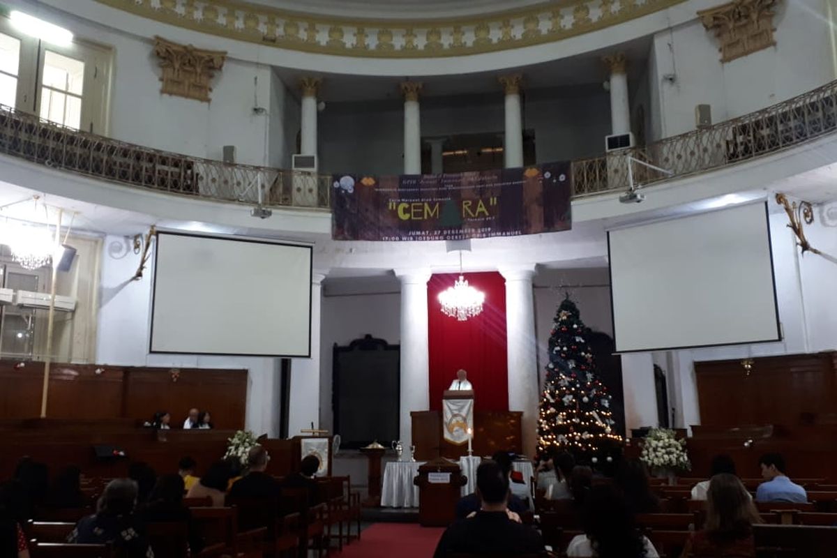 Kebaktian natal di Gereja Protestan Indonesia Bagian Barat (GPIB) Immanuel di Jakarta Pusat, Rabu (25/12/2019).