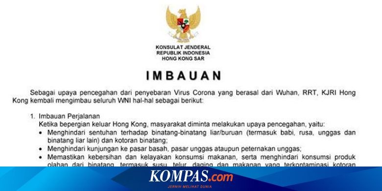 Peningkatan Status Darurat Virus Corona Di Hongkong Ini Imbauan Kemlu