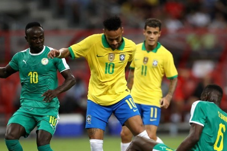 Pertandingan uji coba antara Brasil vs Senegal yang berlangsung di Stadion Nasional Singapura, Kamis (10/10/2019).