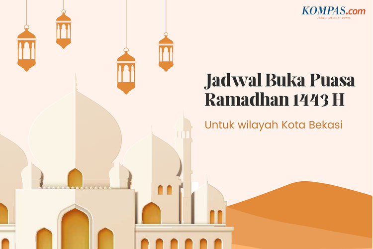 Jadwal buka puasa Ramadhan 1443 H/2022 untuk wilayah Kota Bekasi.